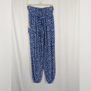 Blue Geometric Wide Leg Jumpsuit
